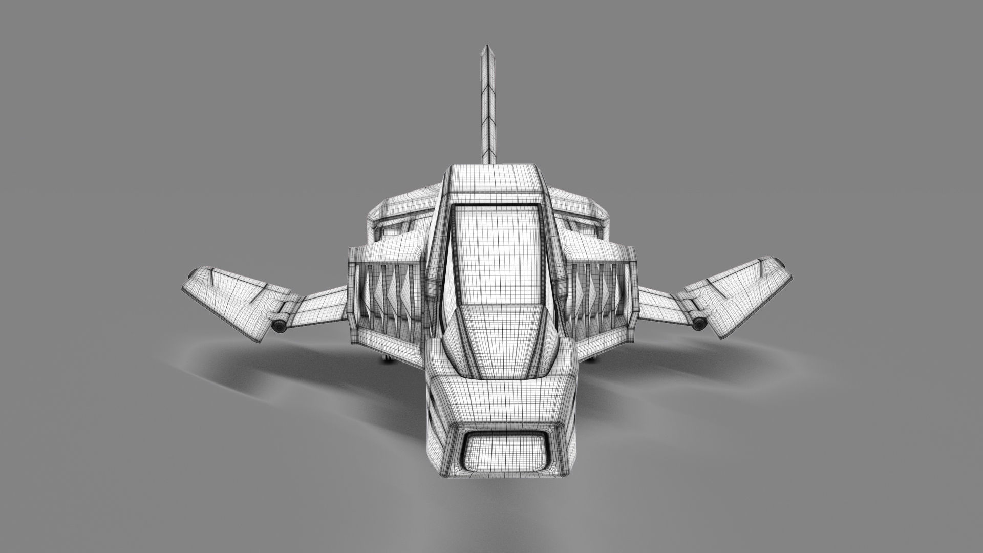 FF-X7 Core Fighter Low-poly 3D model_9