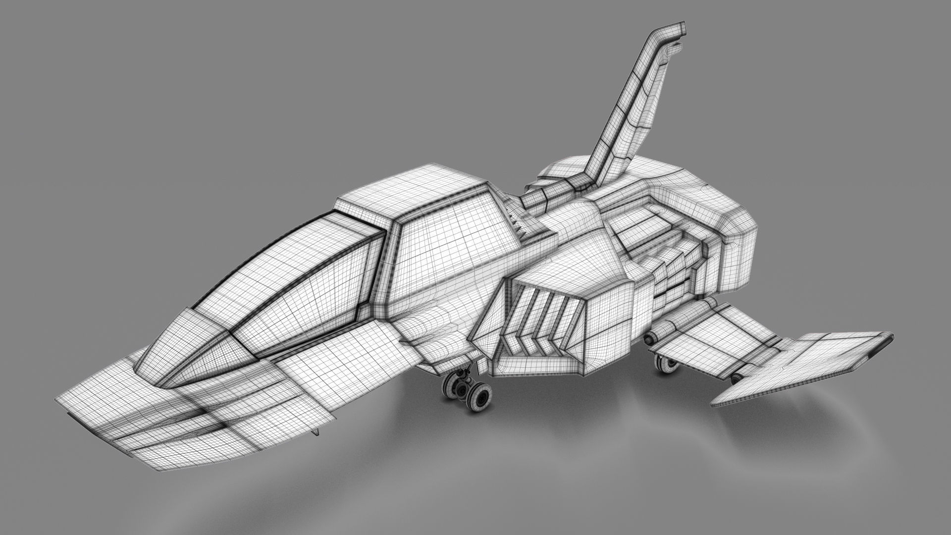 FF-X7 Core Fighter Low-poly 3D model_3