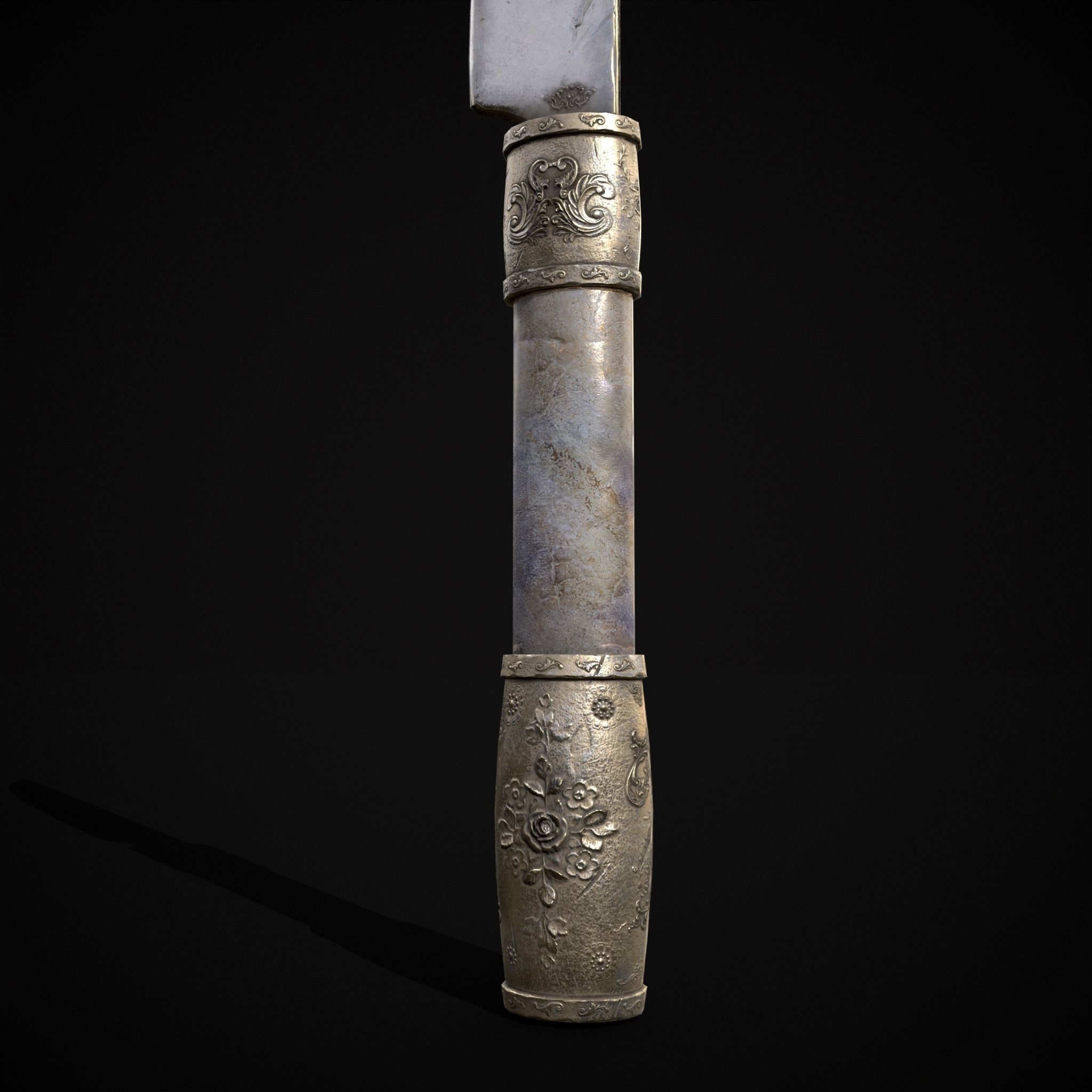 Ornamental Knife Low-poly 3D model_7