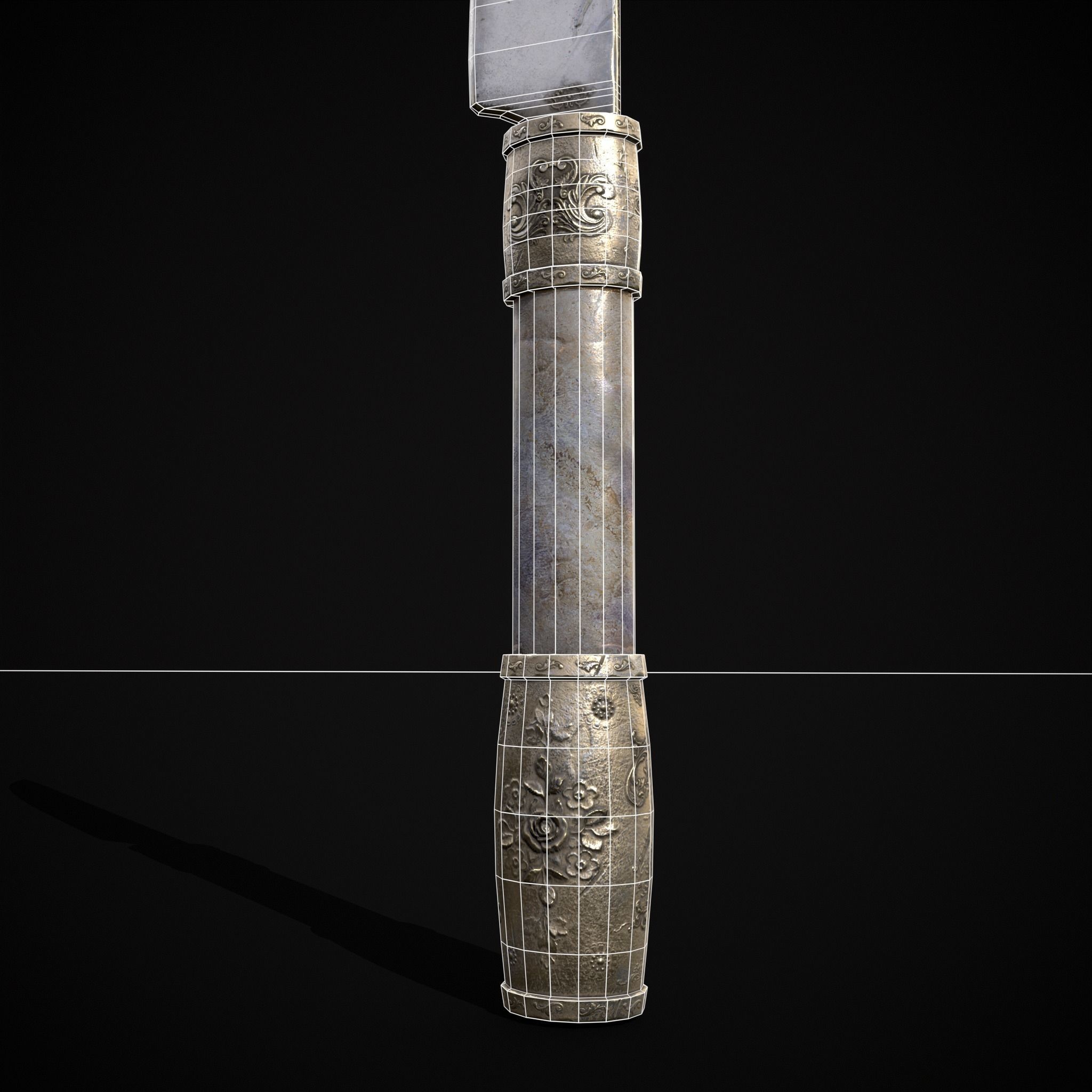 Ornamental Knife Low-poly 3D model_8