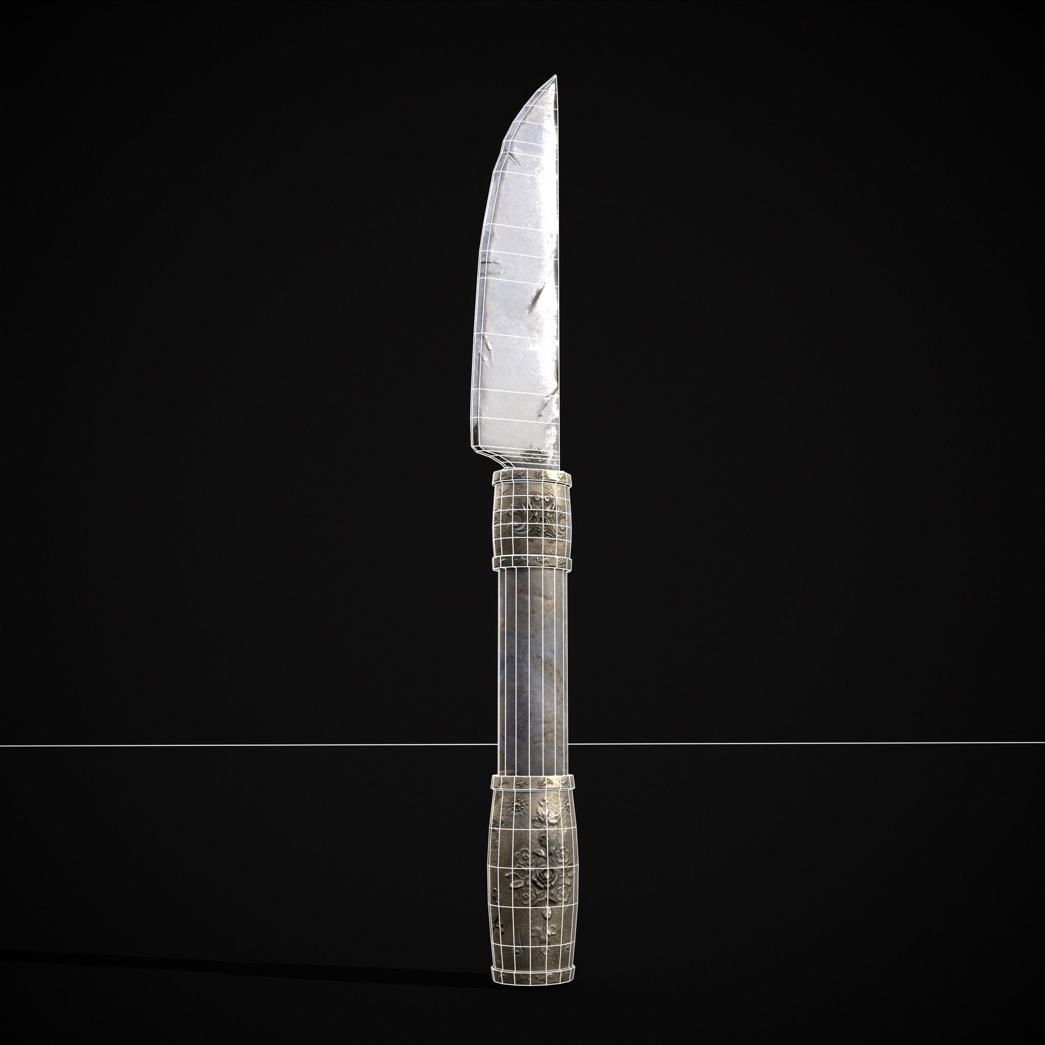 Ornamental Knife Low-poly 3D model_2