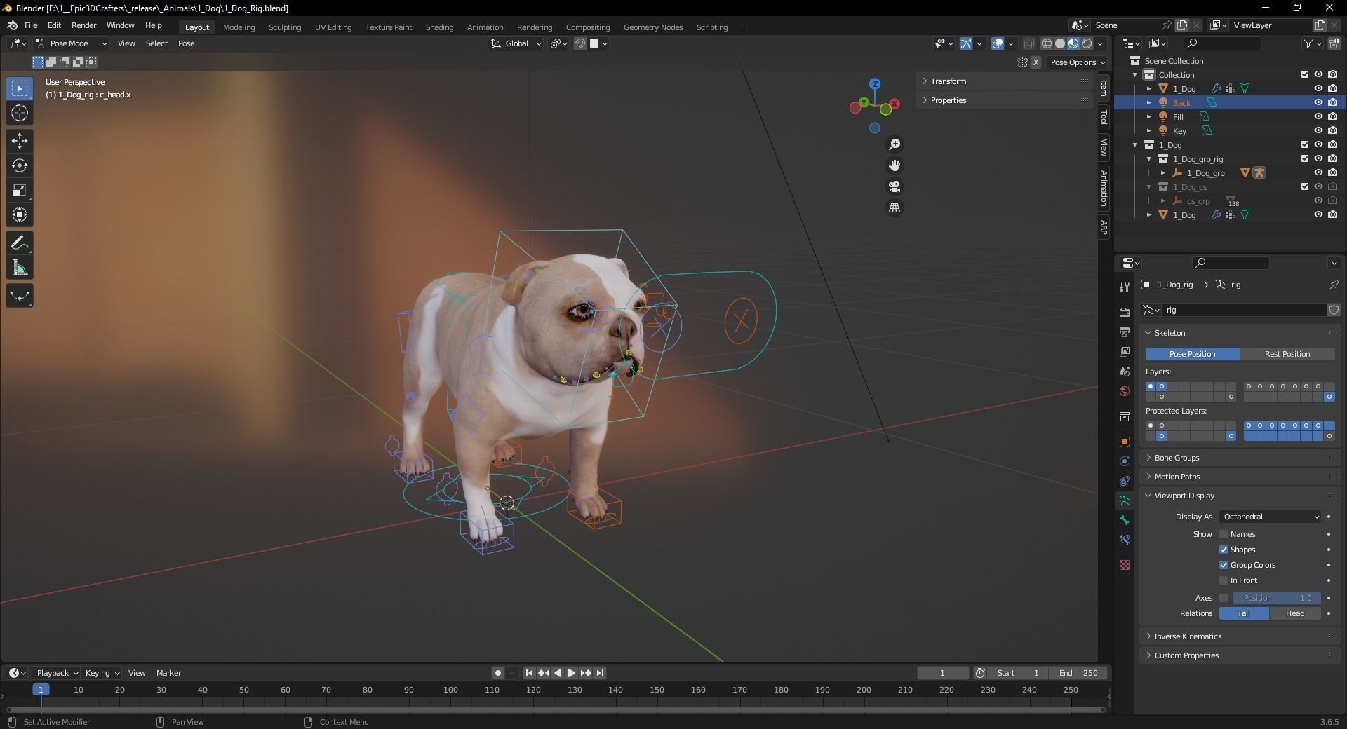 Pug Charming Bulldog French English Bulldog 3D Dog Models Low-poly 3D model_3