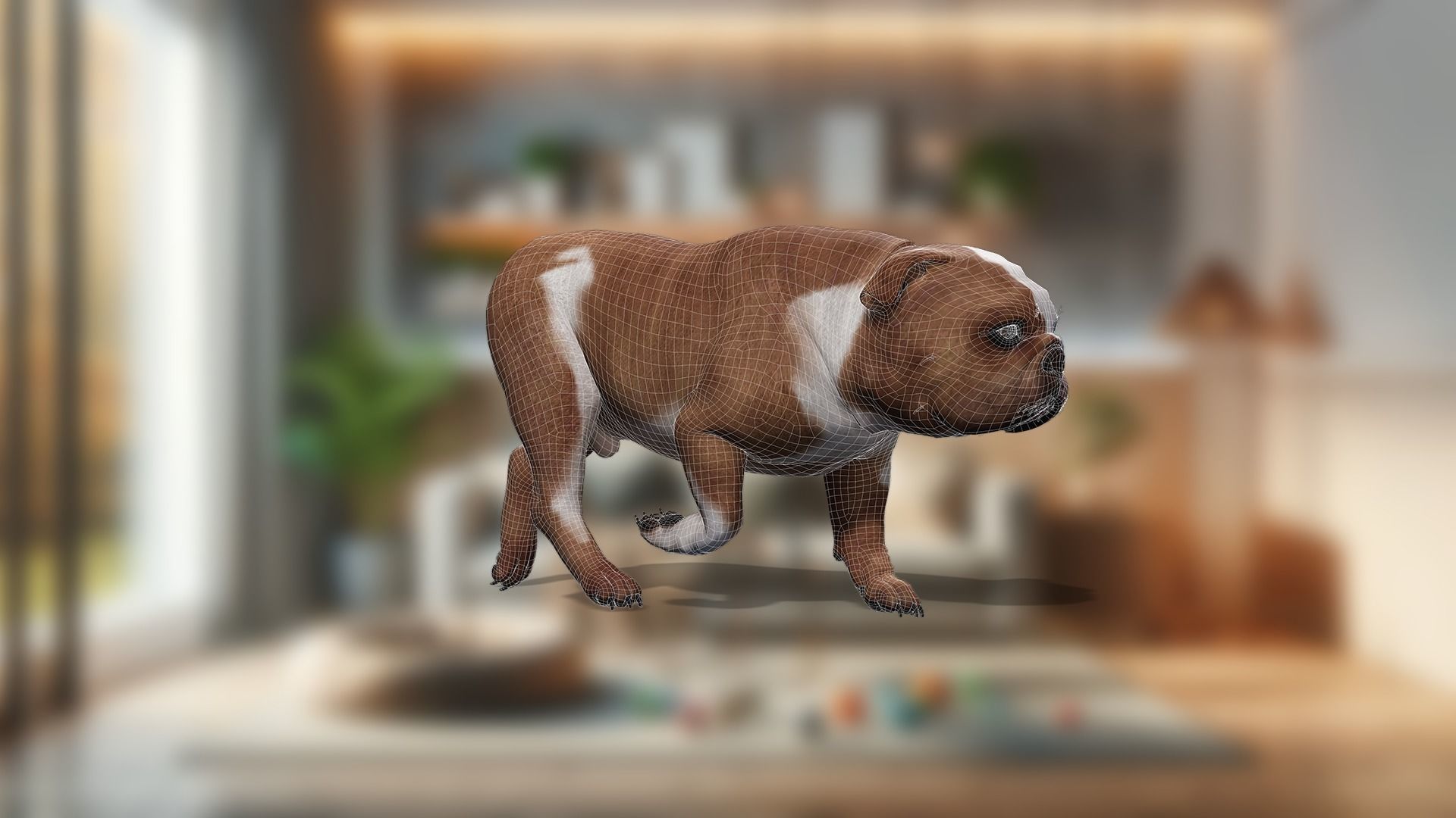 Pug Charming Bulldog French English Bulldog 3D Dog Models Low-poly 3D model_21