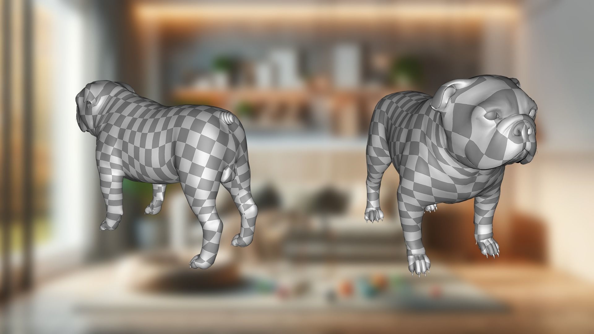 Pug Charming Bulldog French English Bulldog 3D Dog Models Low-poly 3D model_31