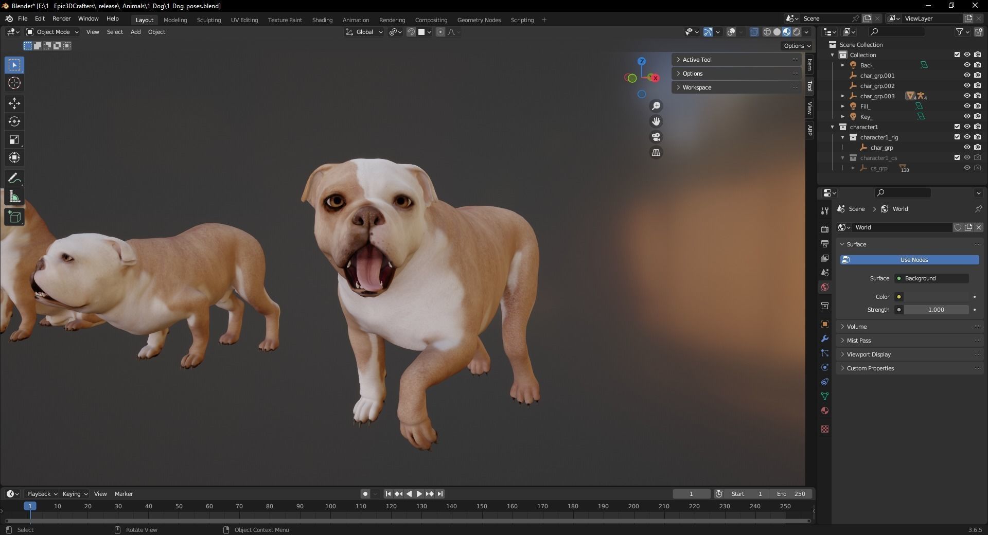 Pug Charming Bulldog French English Bulldog 3D Dog Models Low-poly 3D model_6
