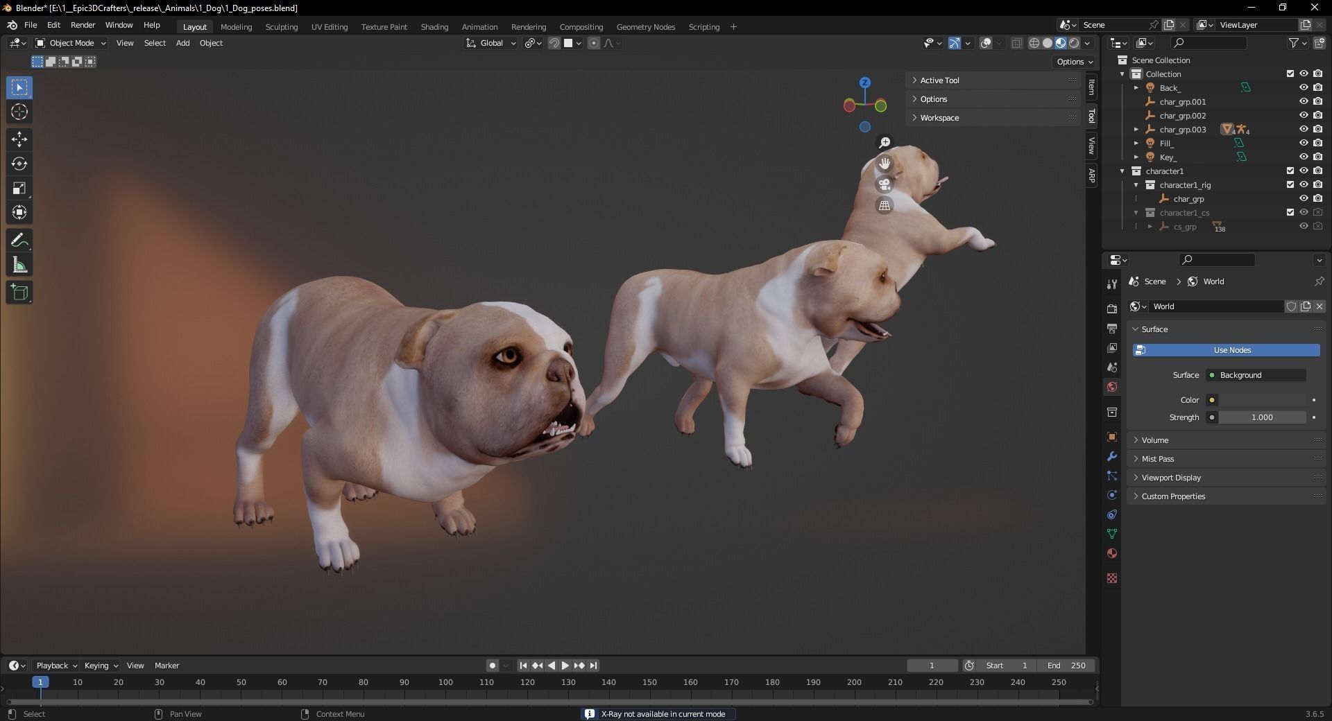 Pug Charming Bulldog French English Bulldog 3D Dog Models Low-poly 3D model_7