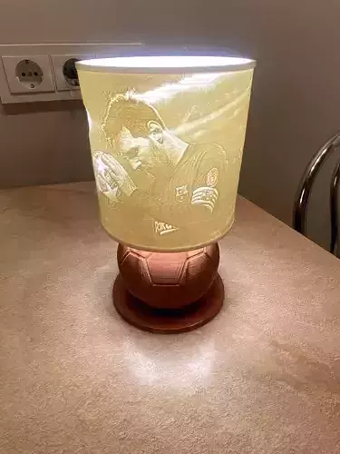 Soccer themed lamp base with Messi lampshade lithophane
