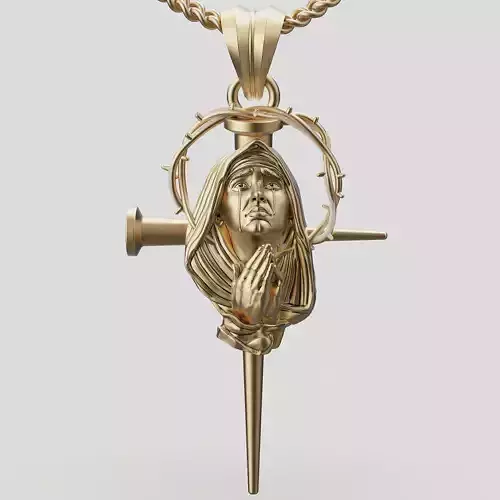 Holy marry pendant silver gold printable jewelry 3D model