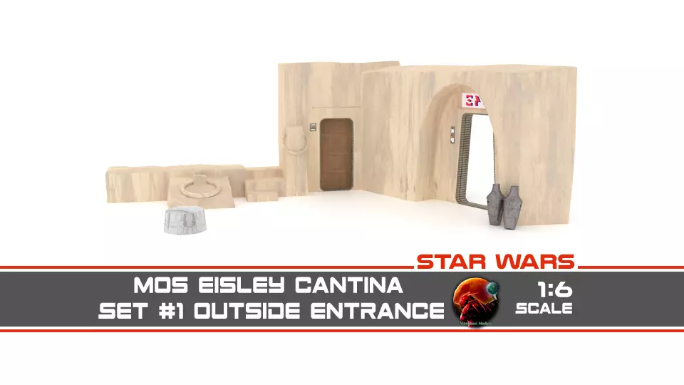 Set 1 Cantina main Entrance Outside 1-6 scale Hottoys 3D print model_0