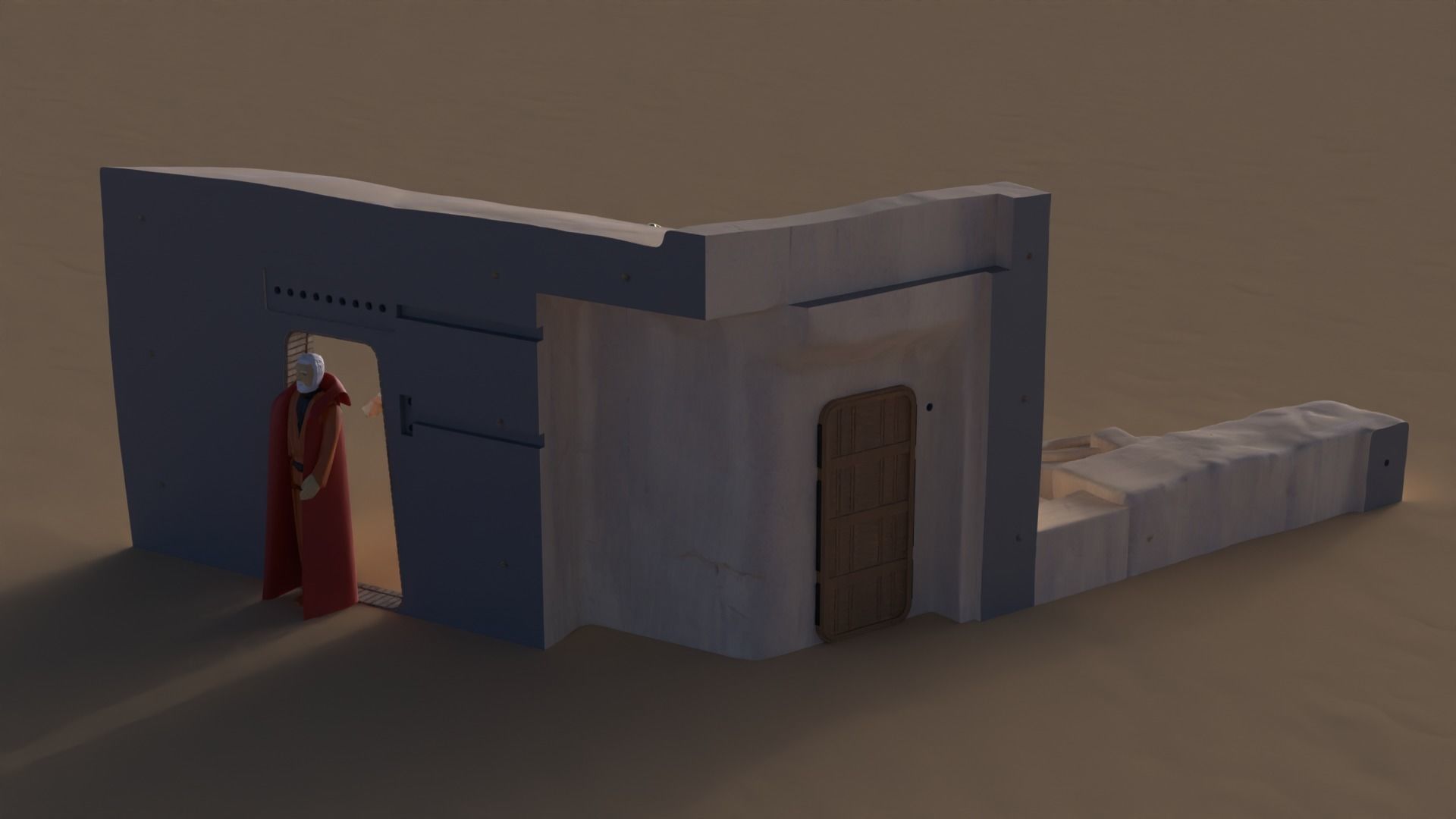 Set 1 Cantina main Entrance Outside 1-6 scale Hottoys 3D print model_5