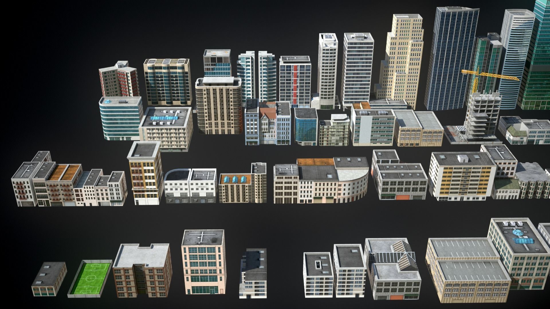 81 Low Poly Buildings Low-poly 3D model_3