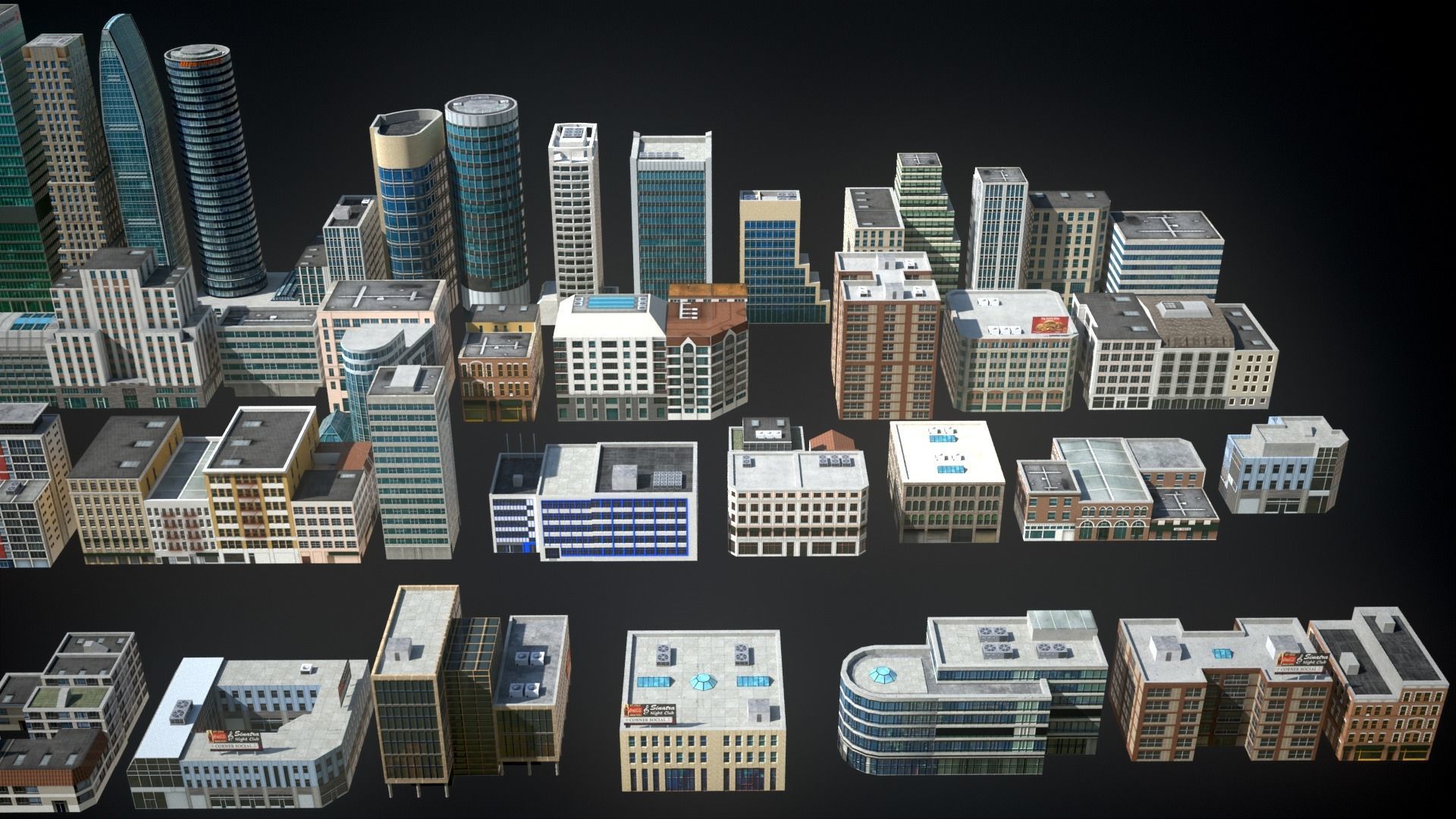 81 Low Poly Buildings Low-poly 3D model_4