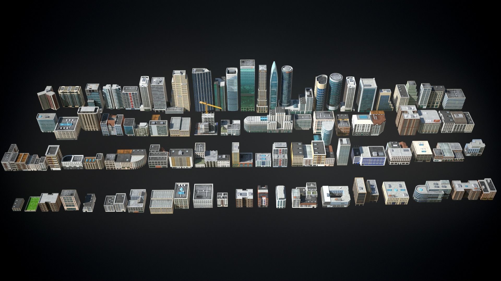 81 Low Poly Buildings Low-poly 3D model_10