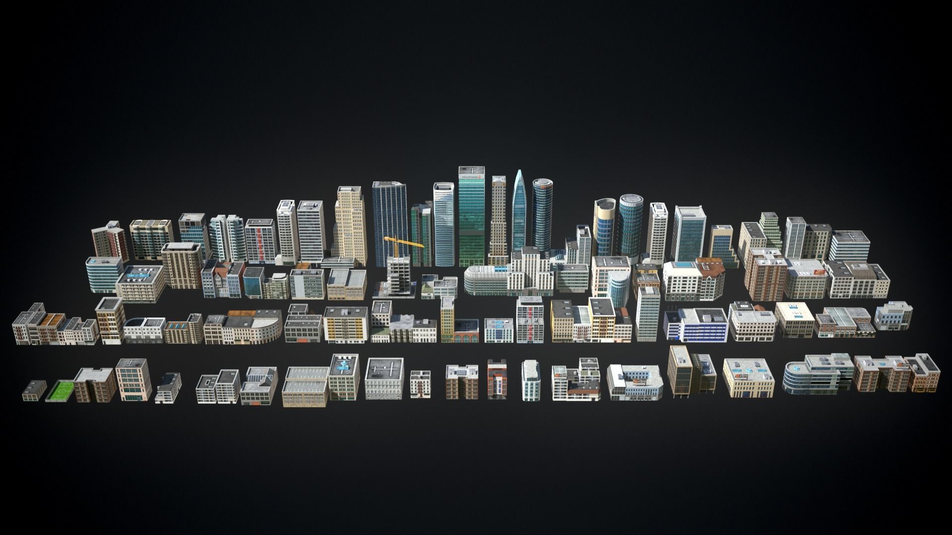 81 Low Poly Buildings Low-poly 3D model_11