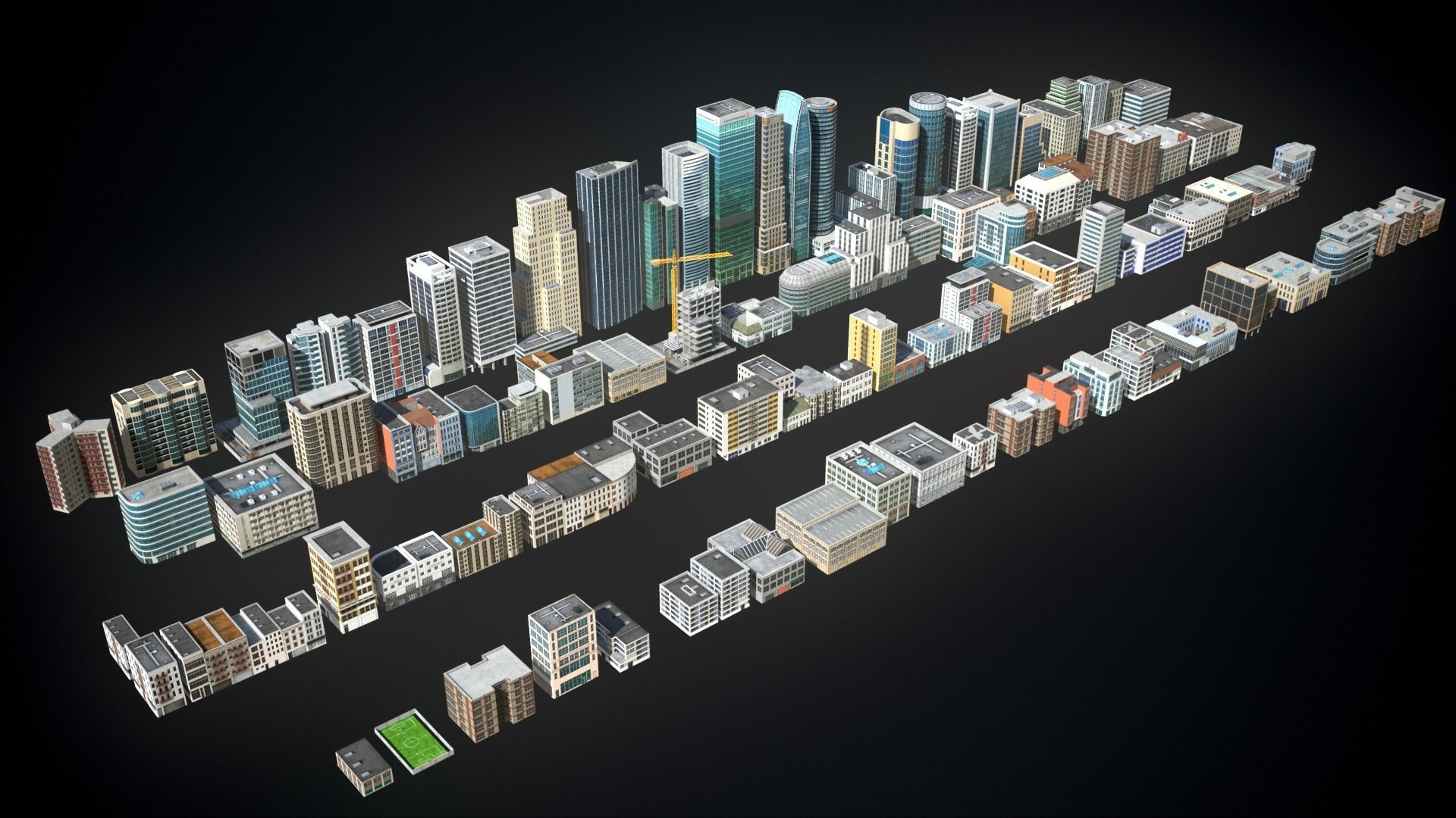 81 Low Poly Buildings Low-poly 3D model_6