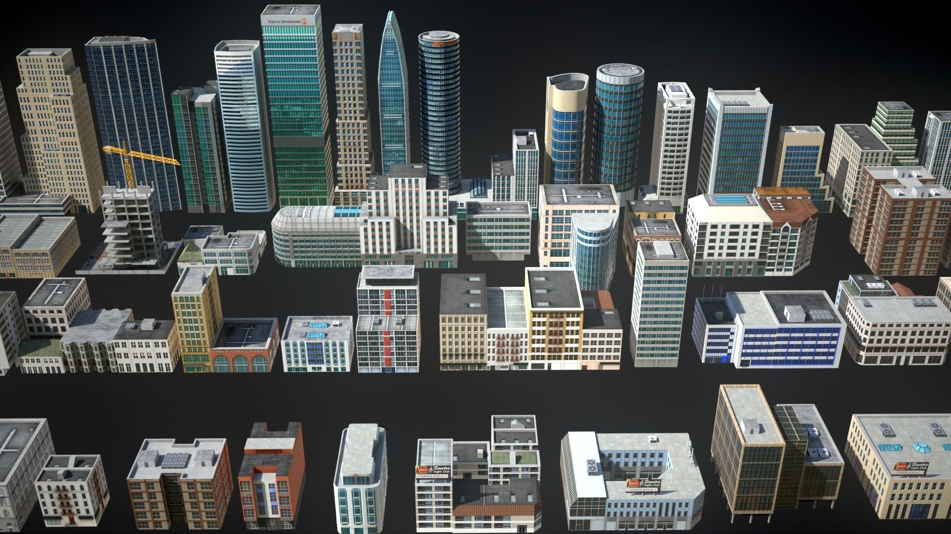 81 Low Poly Buildings Low-poly 3D model_0