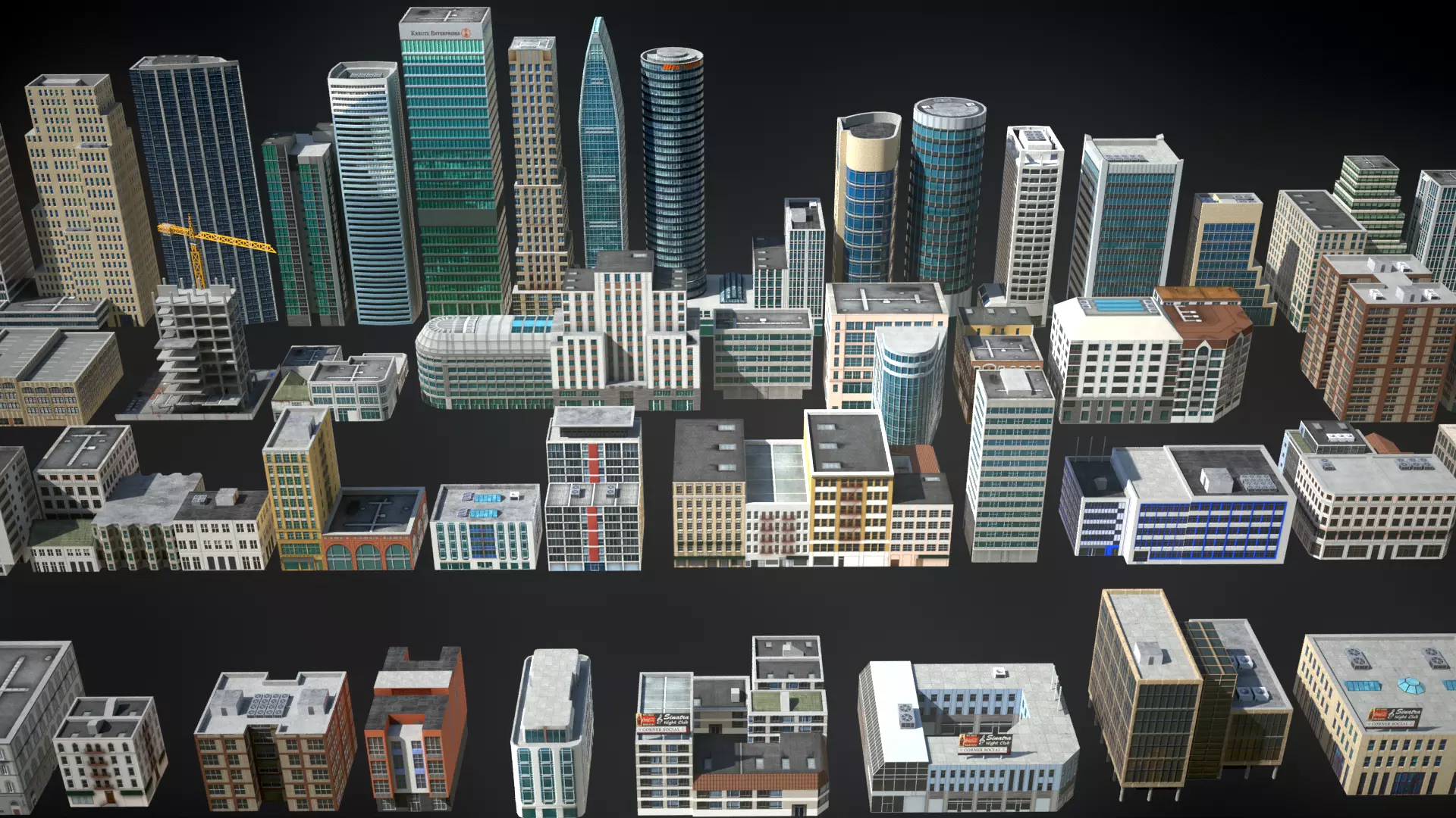 81 Low Poly Buildings Low-poly 3D model_0