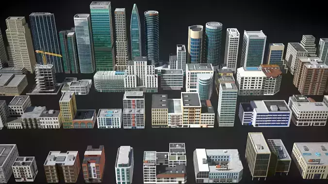 81 Low Poly Buildings Low-poly 3D model