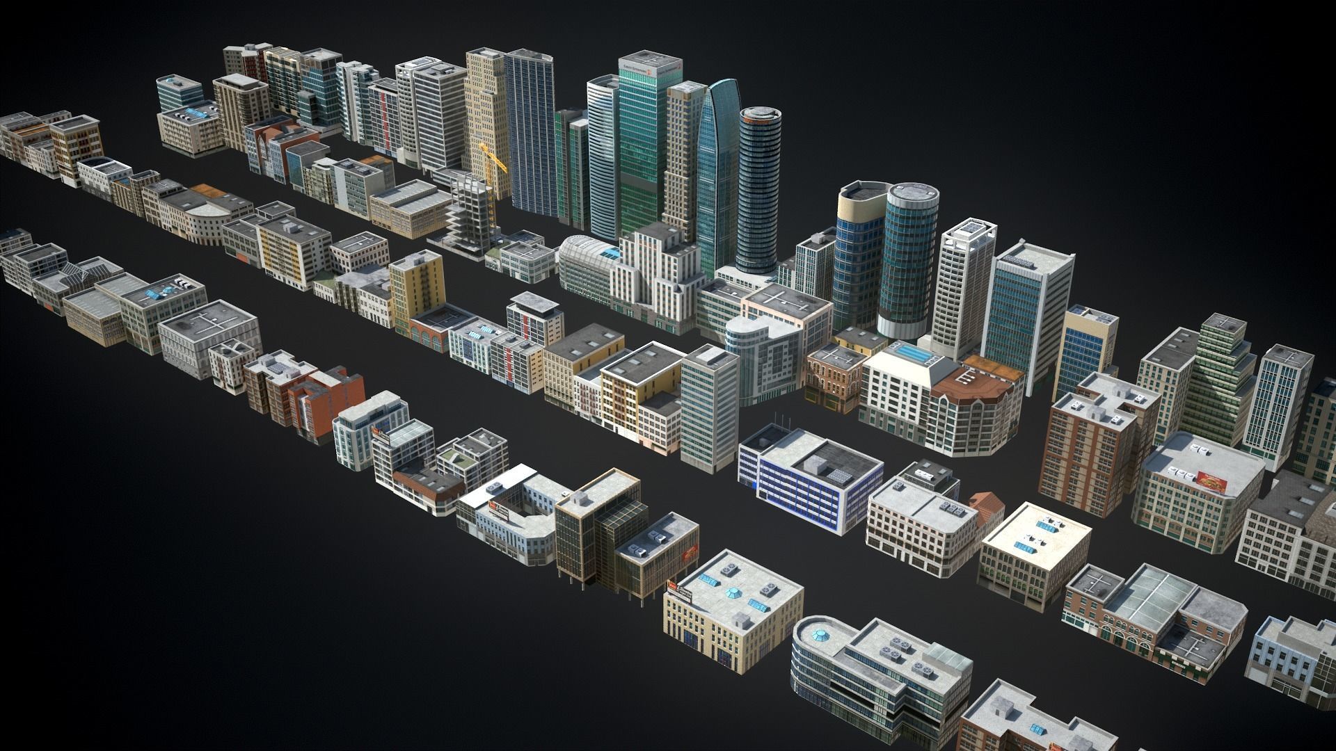 81 Low Poly Buildings Low-poly 3D model_7
