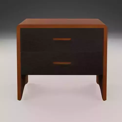 Black leather and walnut cabinet with two drawers