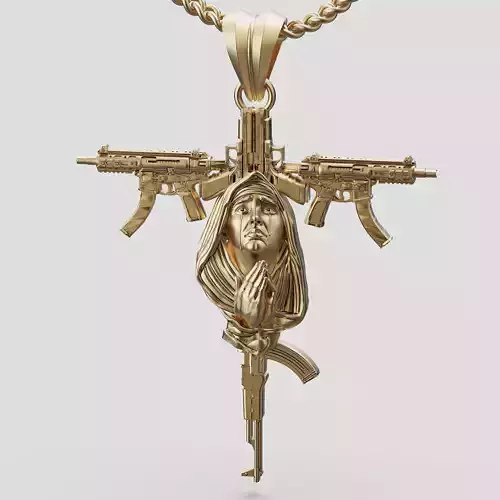 Holy marry pendant silver gold printable jewelry 3D model