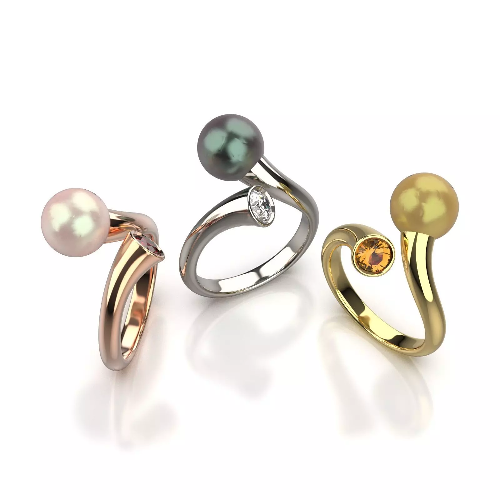 Pearl And Diamond Ring 3D print model