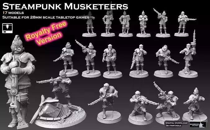 Steampunk Musketeers ROYALTY FREE VERSION 3D print model