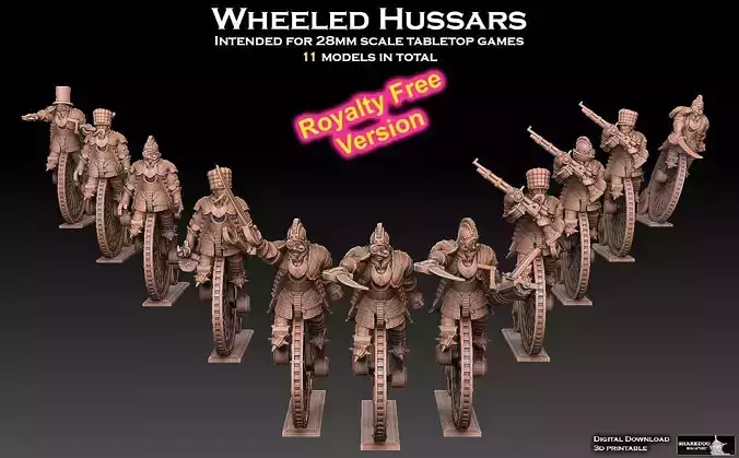 Steampunk Wheeled Hussars Cavalry ROYALTY FREE VERSION 3D print model