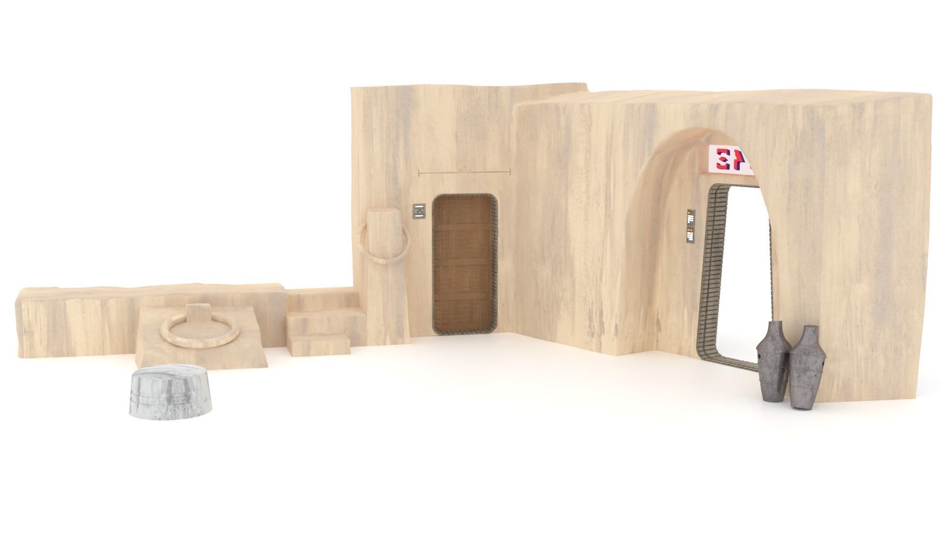 Set 1 Cantina main Entrance Outside 1-18 scale Kenner Hasbro 3D print model_6