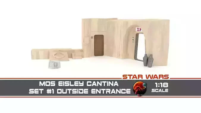 Set 1 Cantina main Entrance Outside 1-18 scale Kenner Hasbro 3D print model