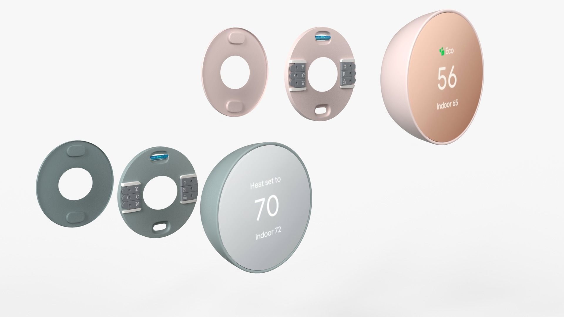 Google Nest Thermostat and Learning Thermostat all Colors 2023 3D model_6