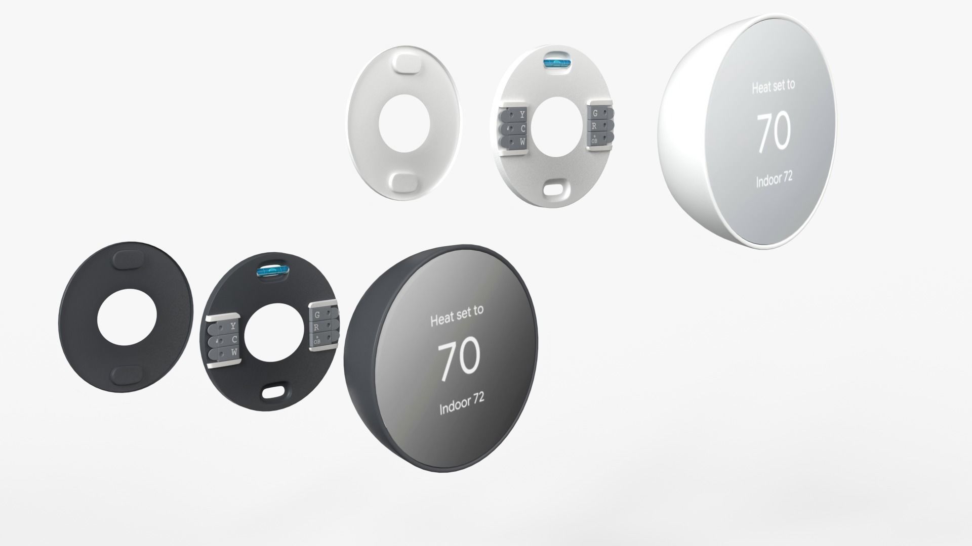 Google Nest Thermostat and Learning Thermostat all Colors 2023 3D model_7