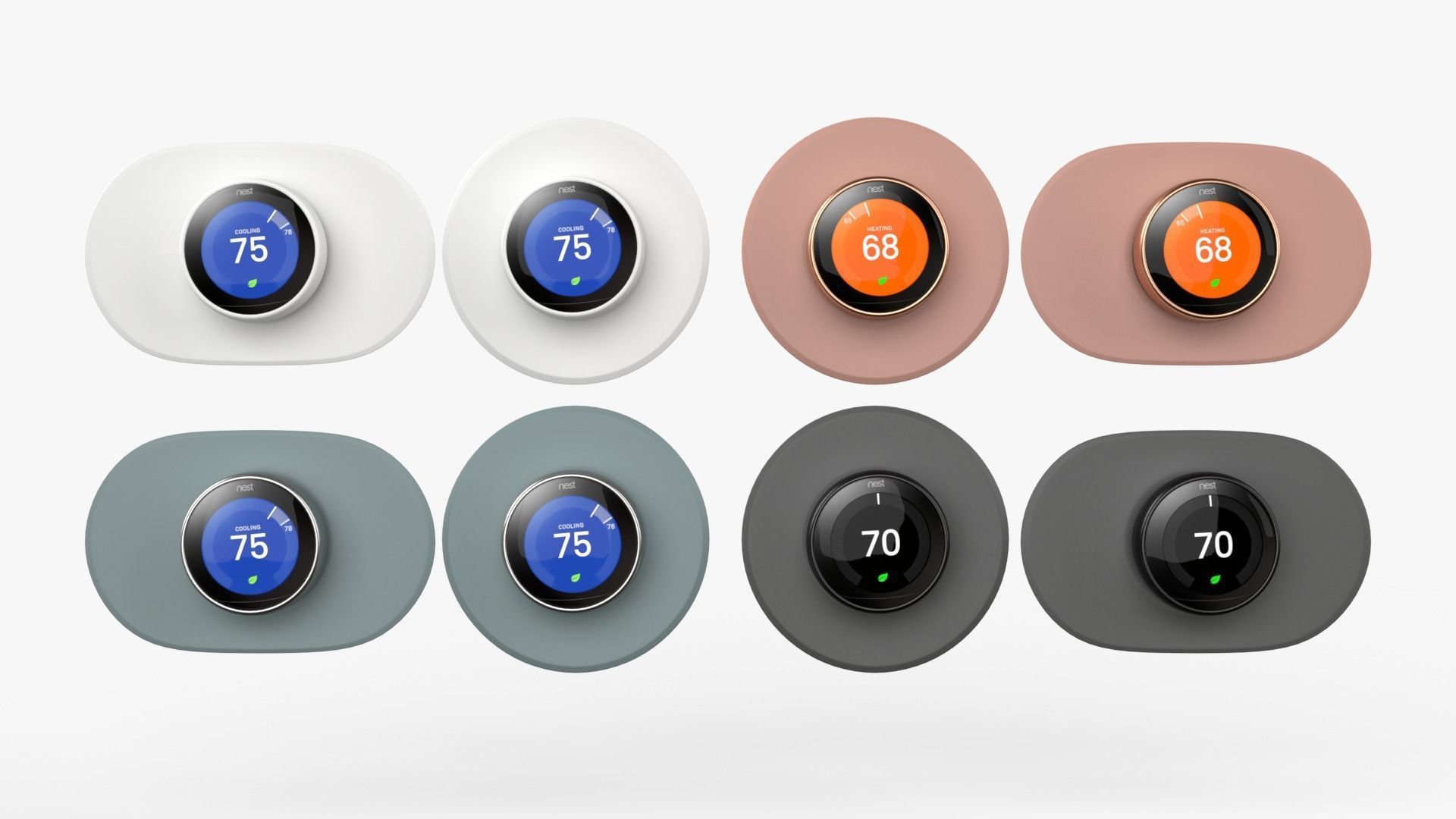 Google Nest Thermostat and Learning Thermostat all Colors 2023 3D model_2