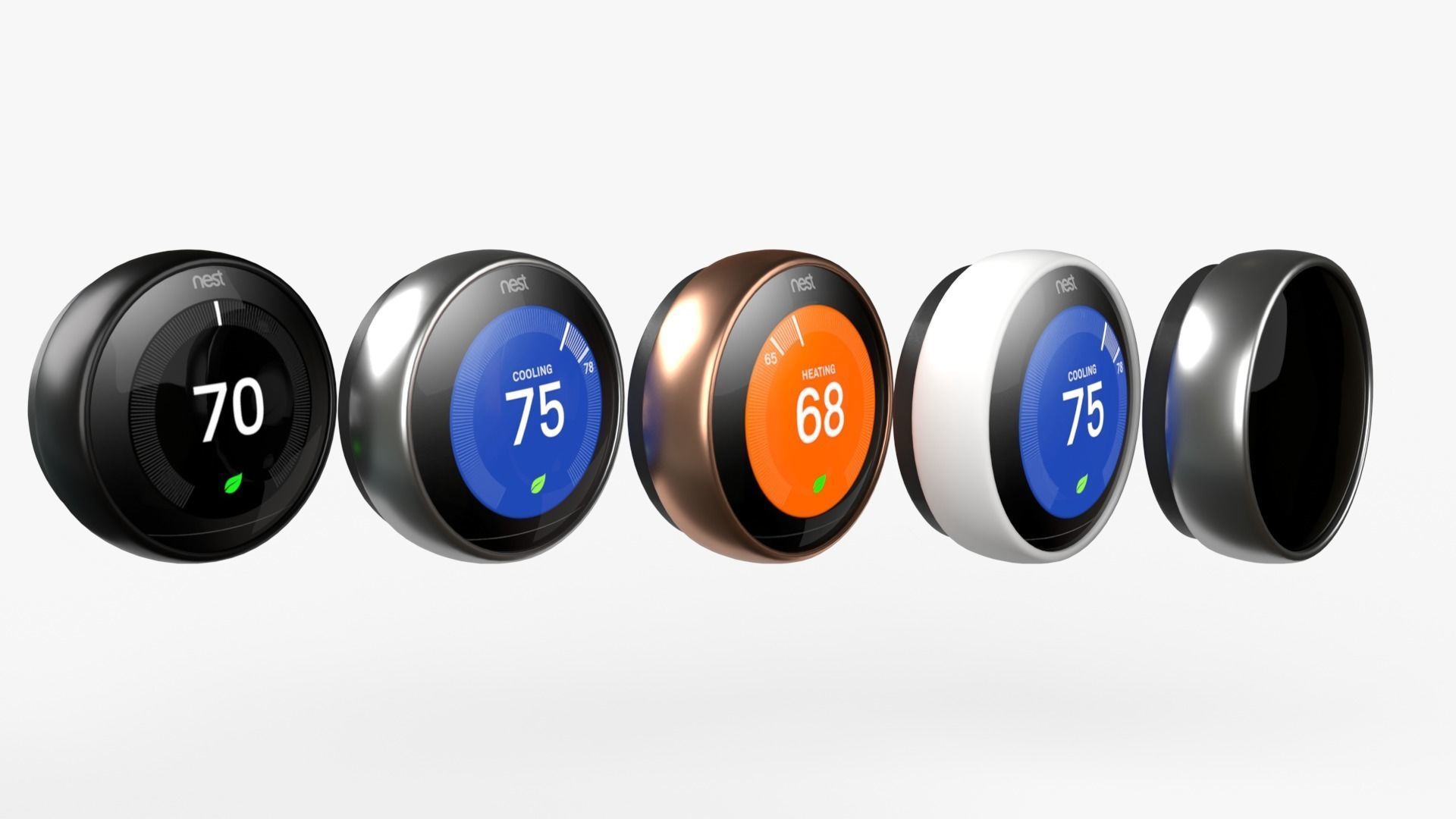 Google Nest Thermostat and Learning Thermostat all Colors 2023 3D model_4