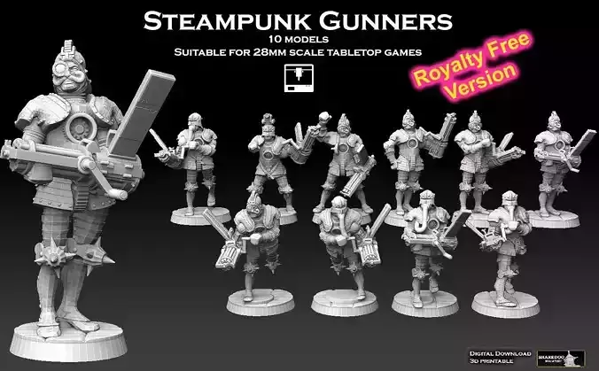 Steampunk Gunners ROYALTY FREE VERSION 3D print model