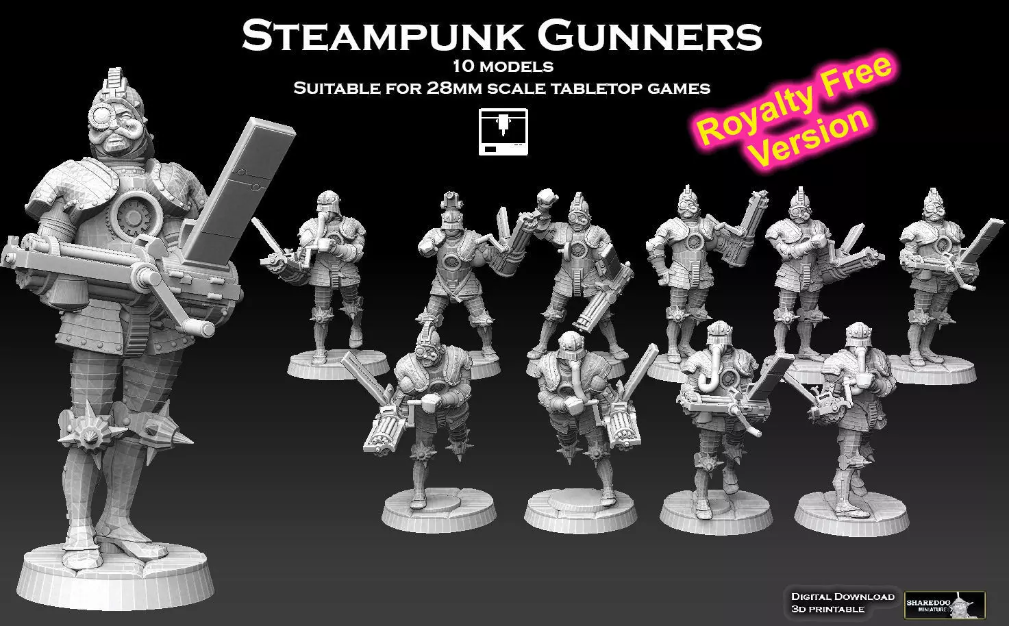 Steampunk Gunners ROYALTY FREE VERSION 3D print model_0