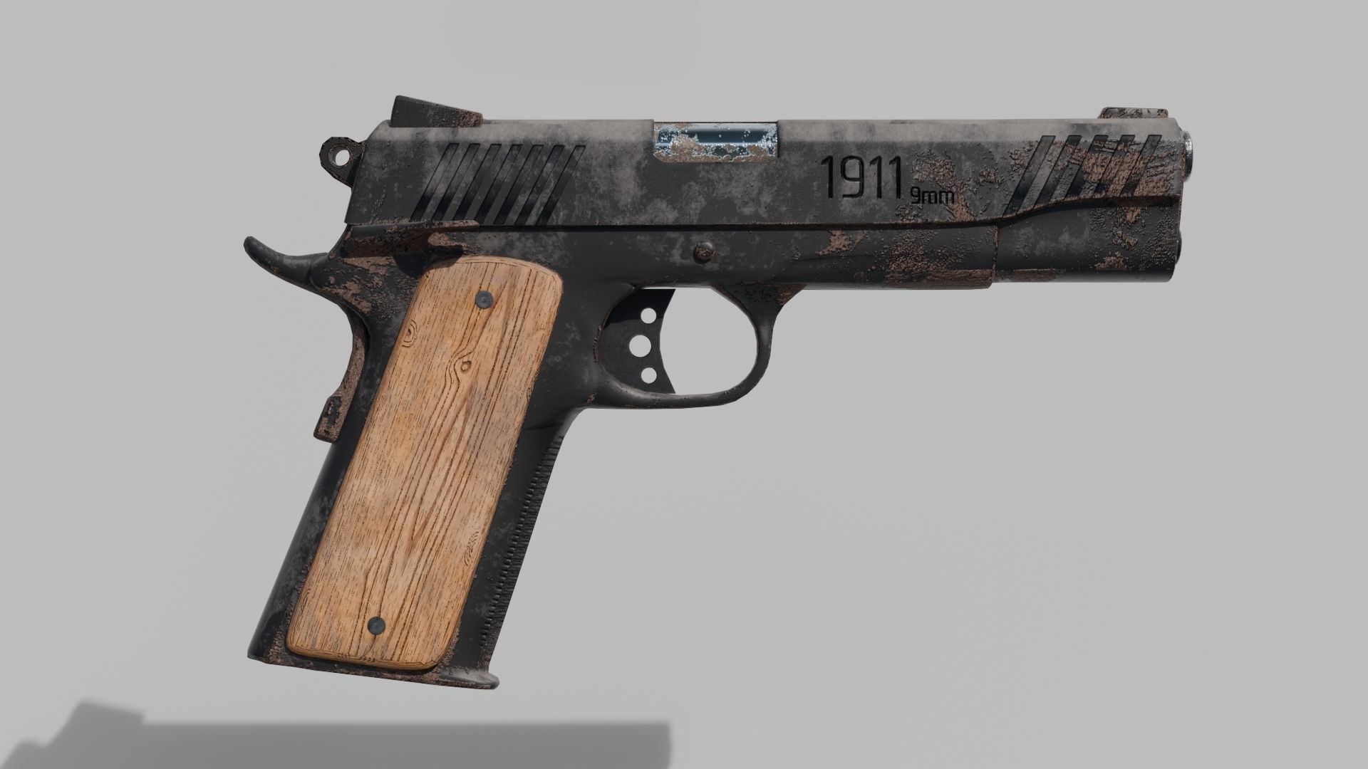 Muddy 1911 Pistol Low-poly 3D model_1