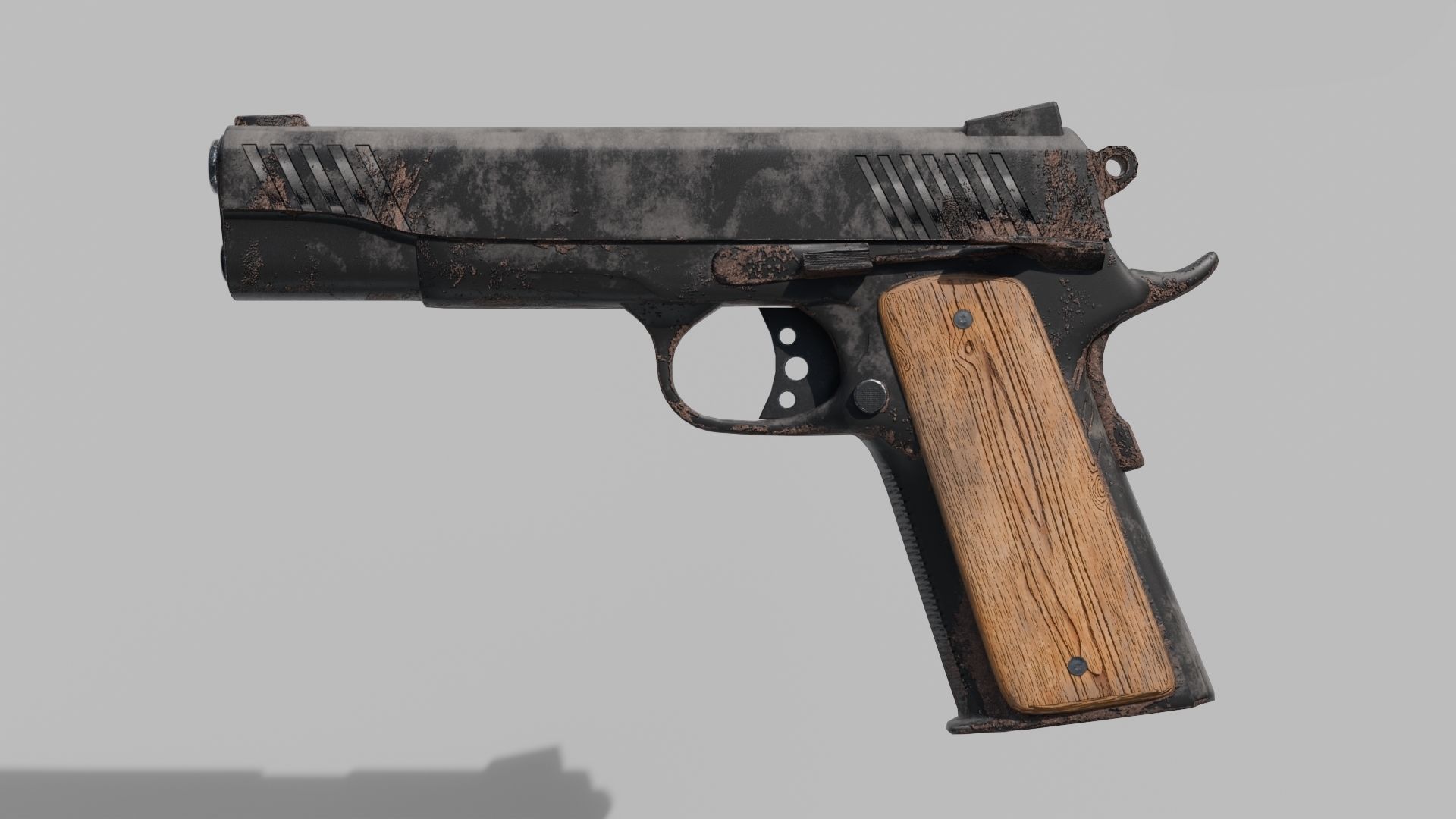 Muddy 1911 Pistol Low-poly 3D model_2
