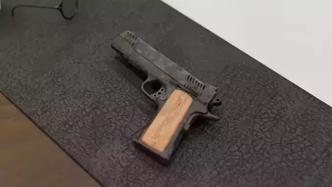 Muddy 1911 Pistol Low-poly 3D model
