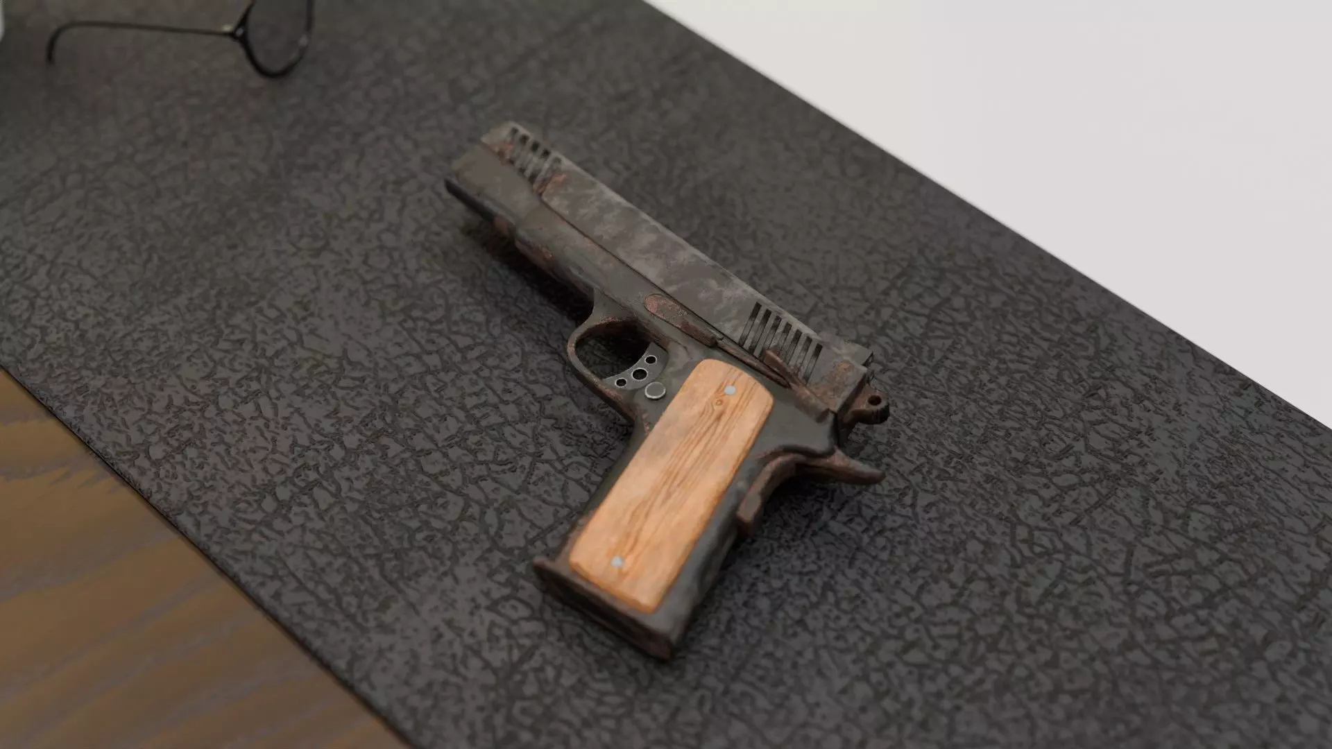 Muddy 1911 Pistol Low-poly 3D model_0