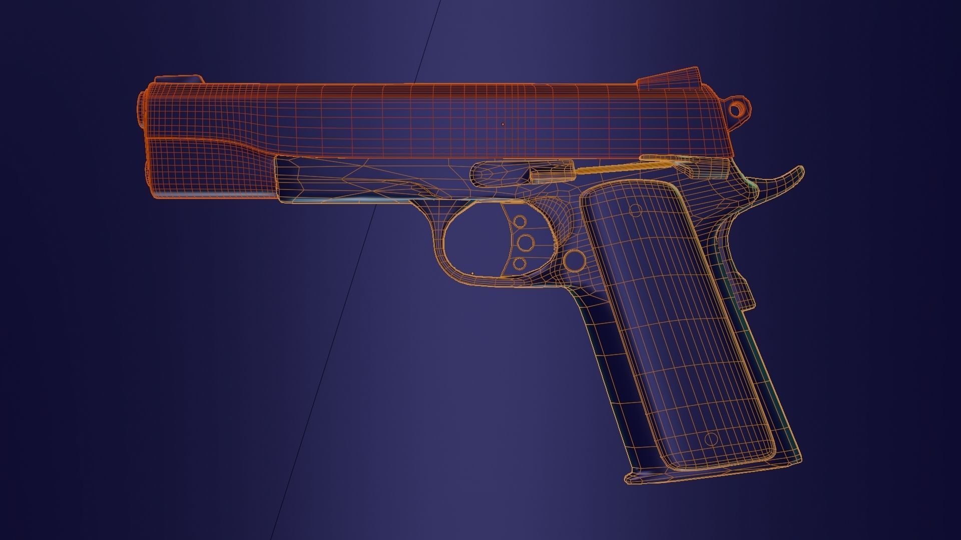 Muddy 1911 Pistol Low-poly 3D model_4