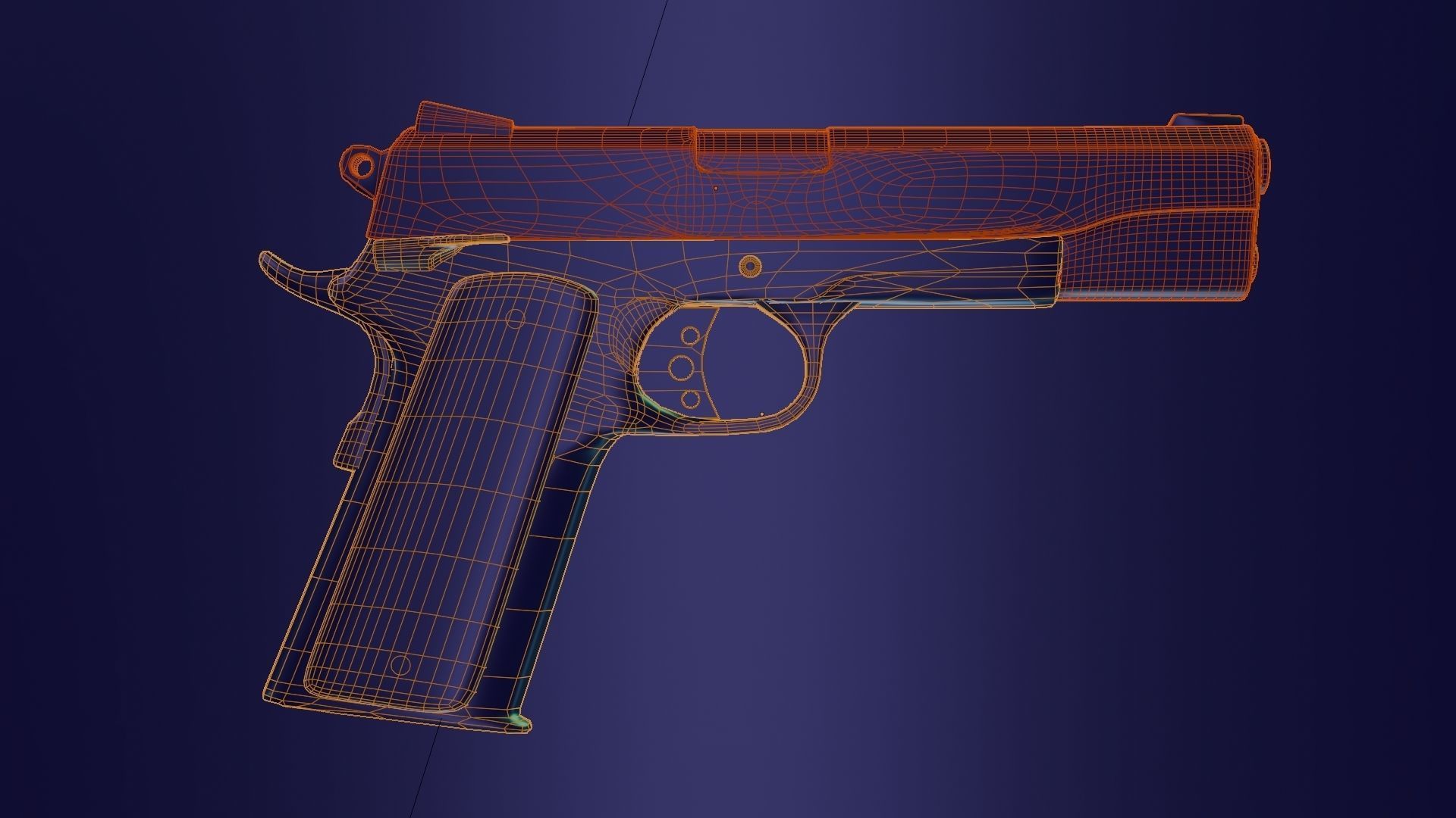 Muddy 1911 Pistol Low-poly 3D model_3