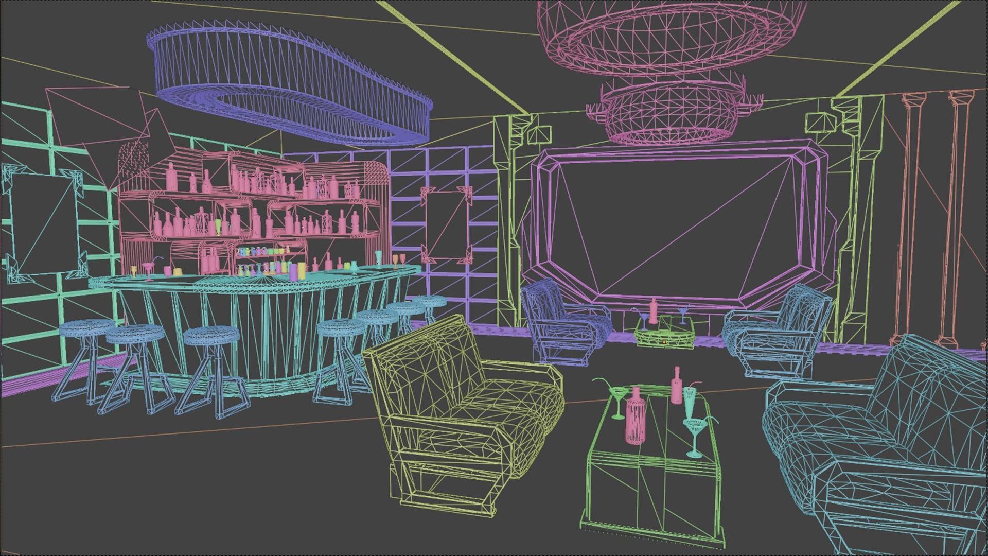 NightClub - Futuristic Pub Ambience - Asset Low-poly 3D model_3