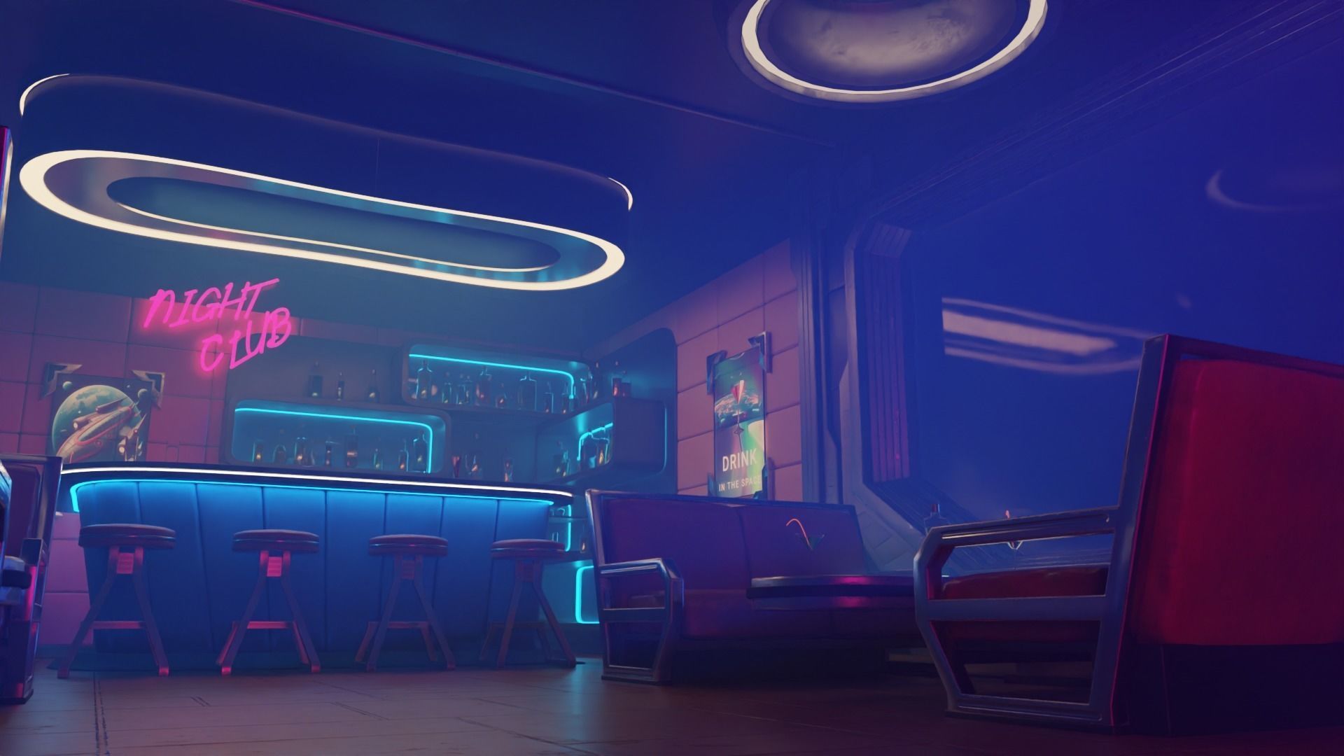 NightClub - Futuristic Pub Ambience - Asset Low-poly 3D model_7