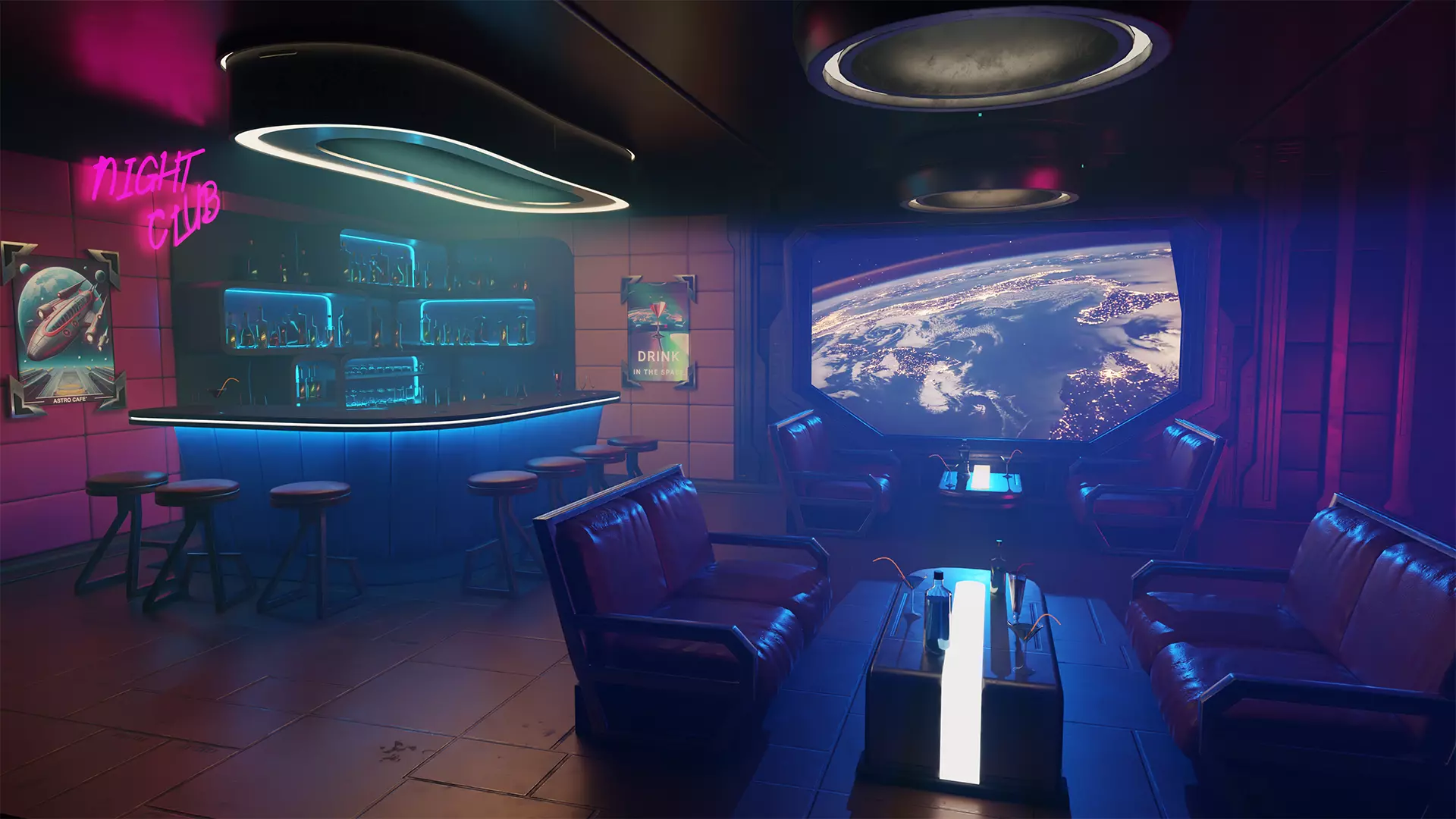 NightClub - Futuristic Pub Ambience - Asset Low-poly 3D model_0