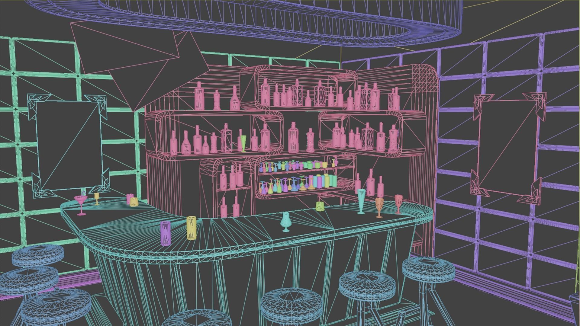 NightClub - Futuristic Pub Ambience - Asset Low-poly 3D model_12