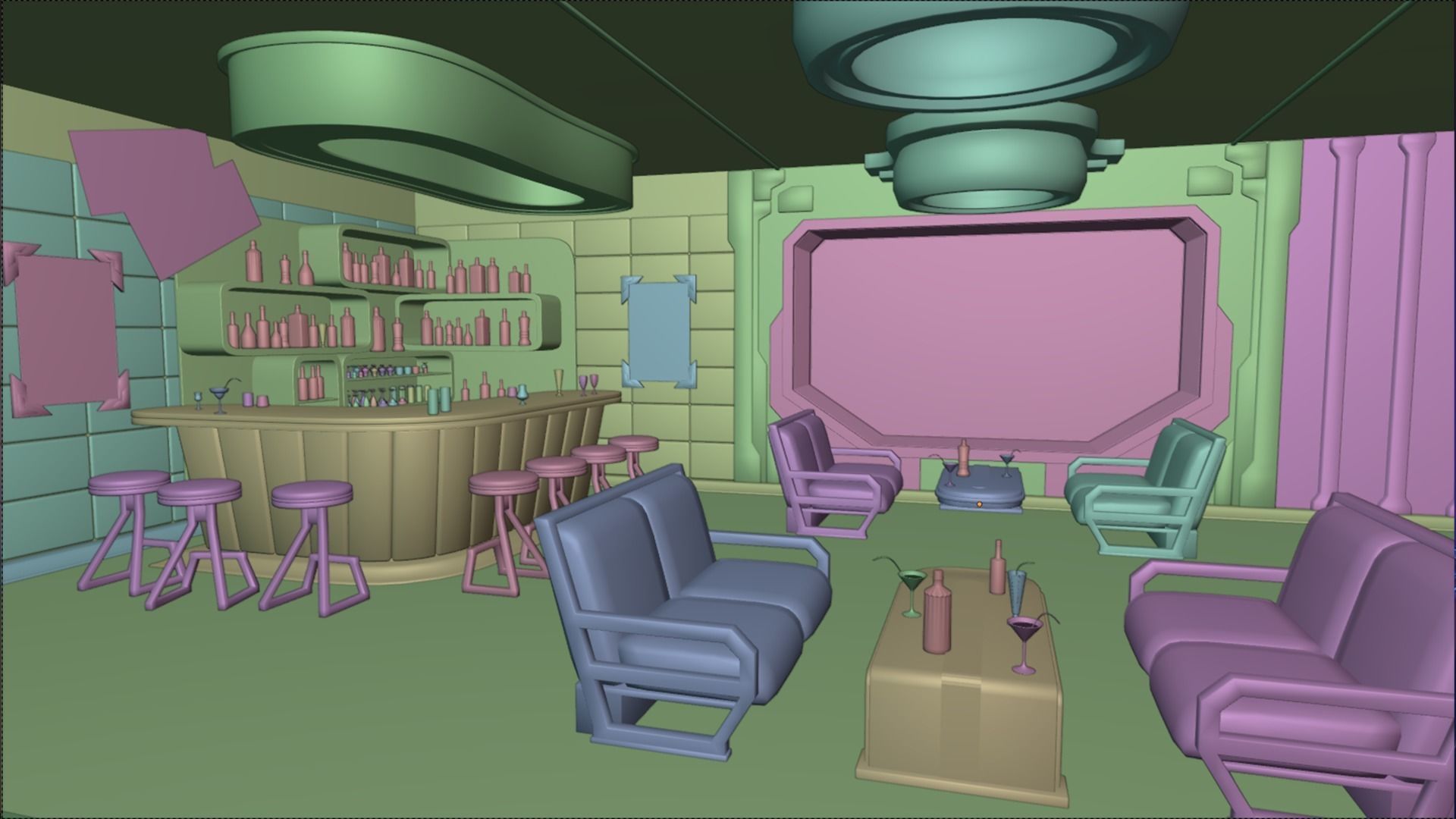 NightClub - Futuristic Pub Ambience - Asset Low-poly 3D model_2