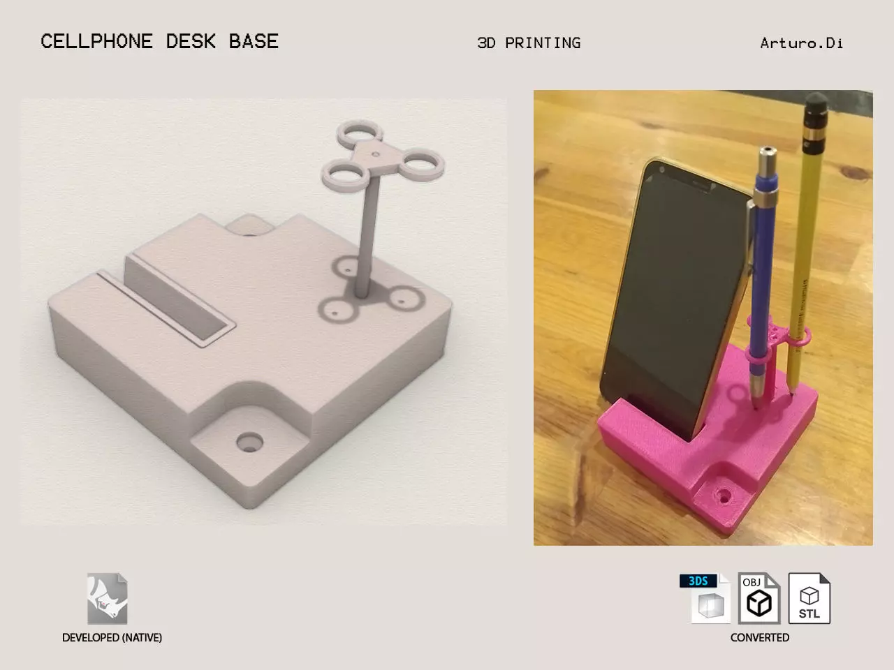 Cellphone desk base 3D print model