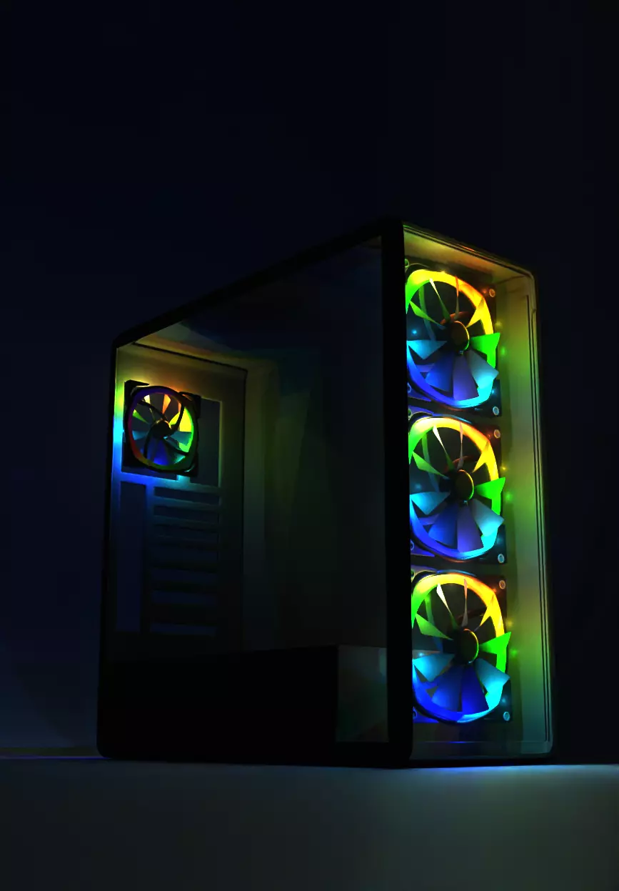 PC Case Low-poly 3D model_0