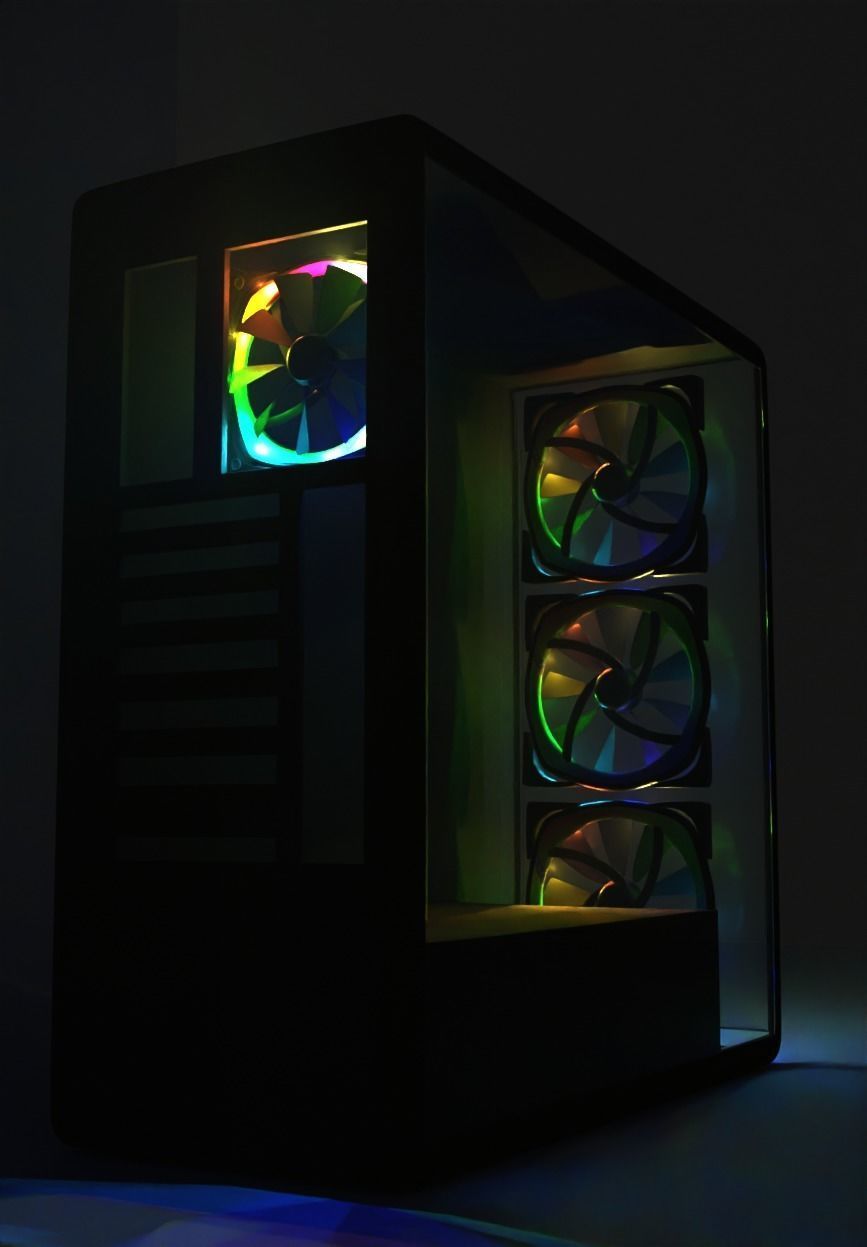 PC Case Low-poly 3D model_1